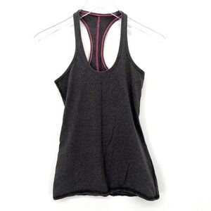 Lululemon‎ Racerback Tank Top Size 2/4 Ruched Back Charcoal Grey Scoop Neck